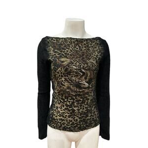 Vintage Y2K Charlotte Russe Sparkle Leopard Print Long Sleeve Sweater / XS -
